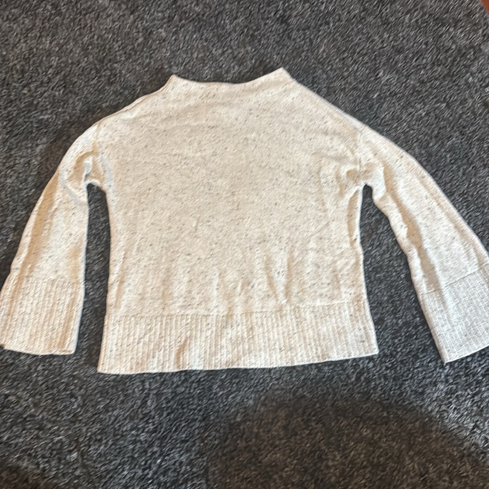 Tan with Black Flecks Bell Sleeve Sweater by Loft Size Medium - Picture 2 of 8